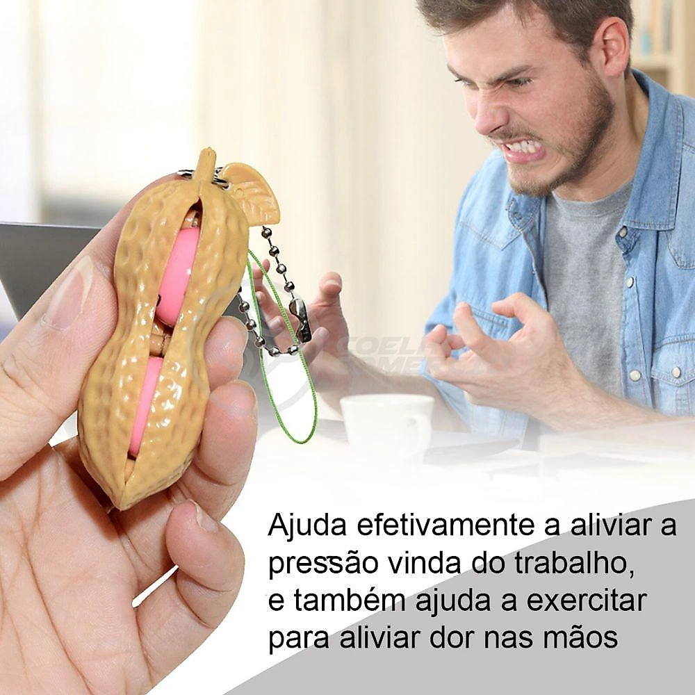 Chaveiro Amendoim Anti Stress de Apertar Sensorial Relaxa