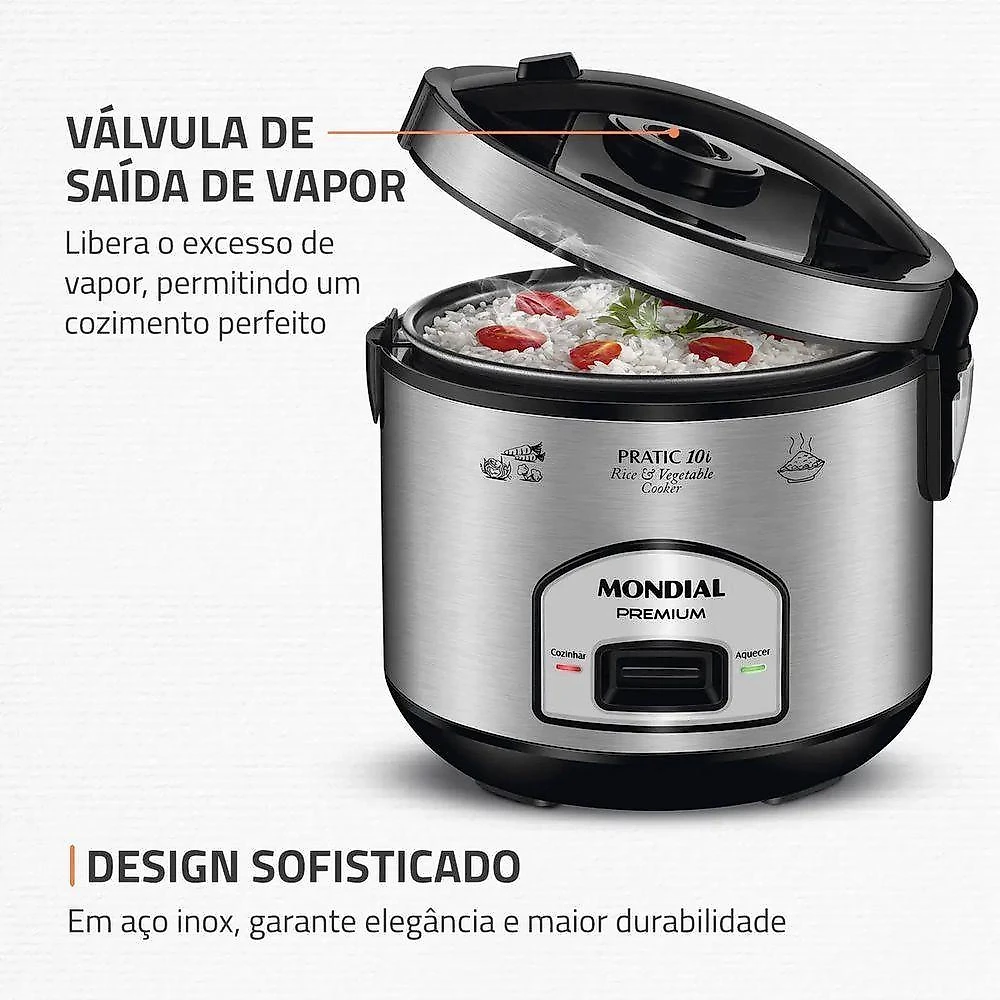 Panela Elétrica de Arroz Mondial PE-42-10X 700W Preto 110V