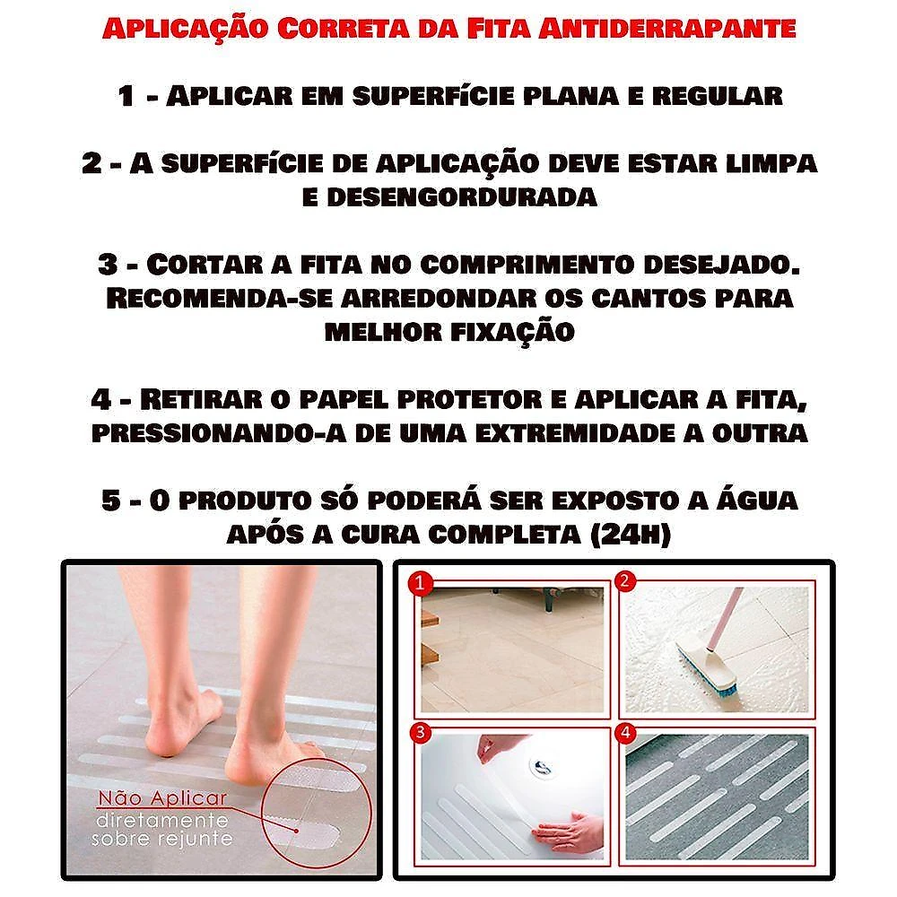 Fita Antiderrapante 50 Mm X 30 Metros - Vermelha