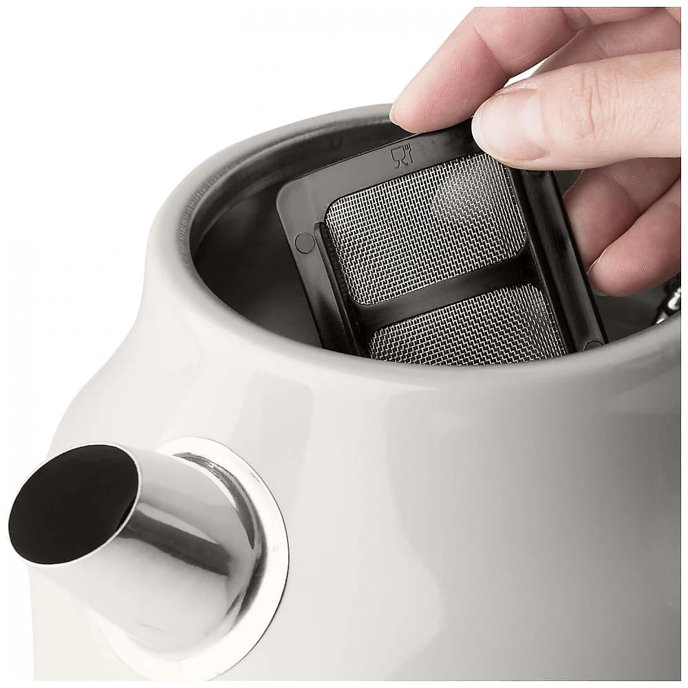HADEN Chaleira Elétrica Dorset Inox 1,7L com Base 360° e Desligamento Automático, Design Elegante Marfim e Cromo