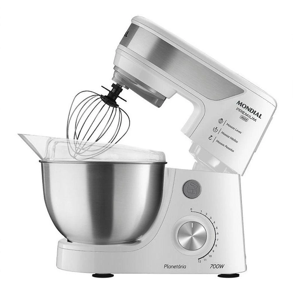 Batedeira Planetária Premium BP-02P-W-TI 4,5L 700W 12 Vel Branco-inox 110V