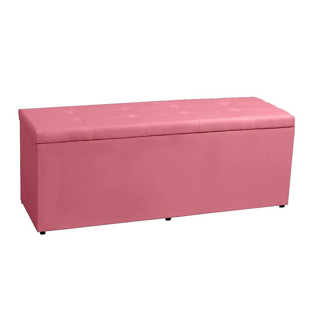 Kit Cabeceira E Calçadeira Baú Casal 1,40m Berlim Suede - Pallazio Cor Rosa