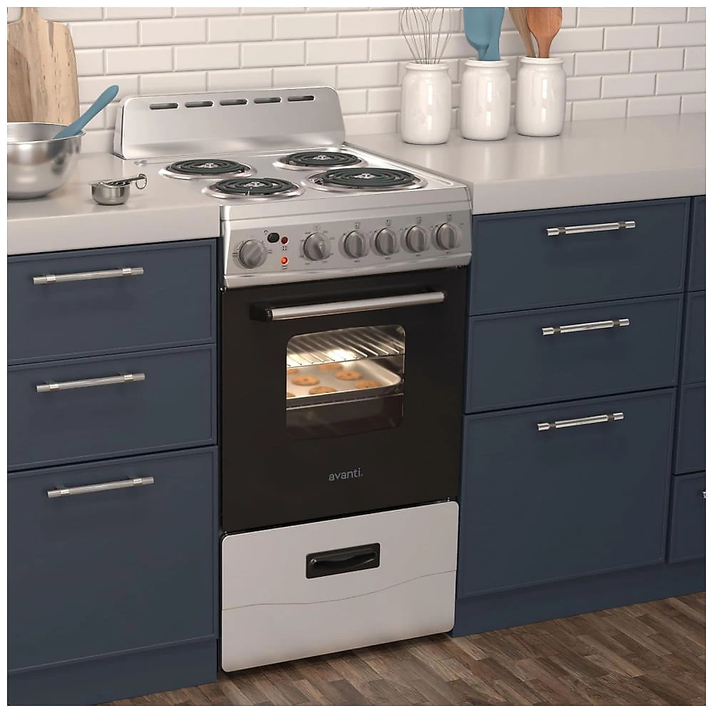 Forno e Fogão Elétrico Avanti ERU200P3S Compacto, 4 Queimadores, Porta de Vidro, Gaveta de Armazenamento e Assadeira para Apartamento