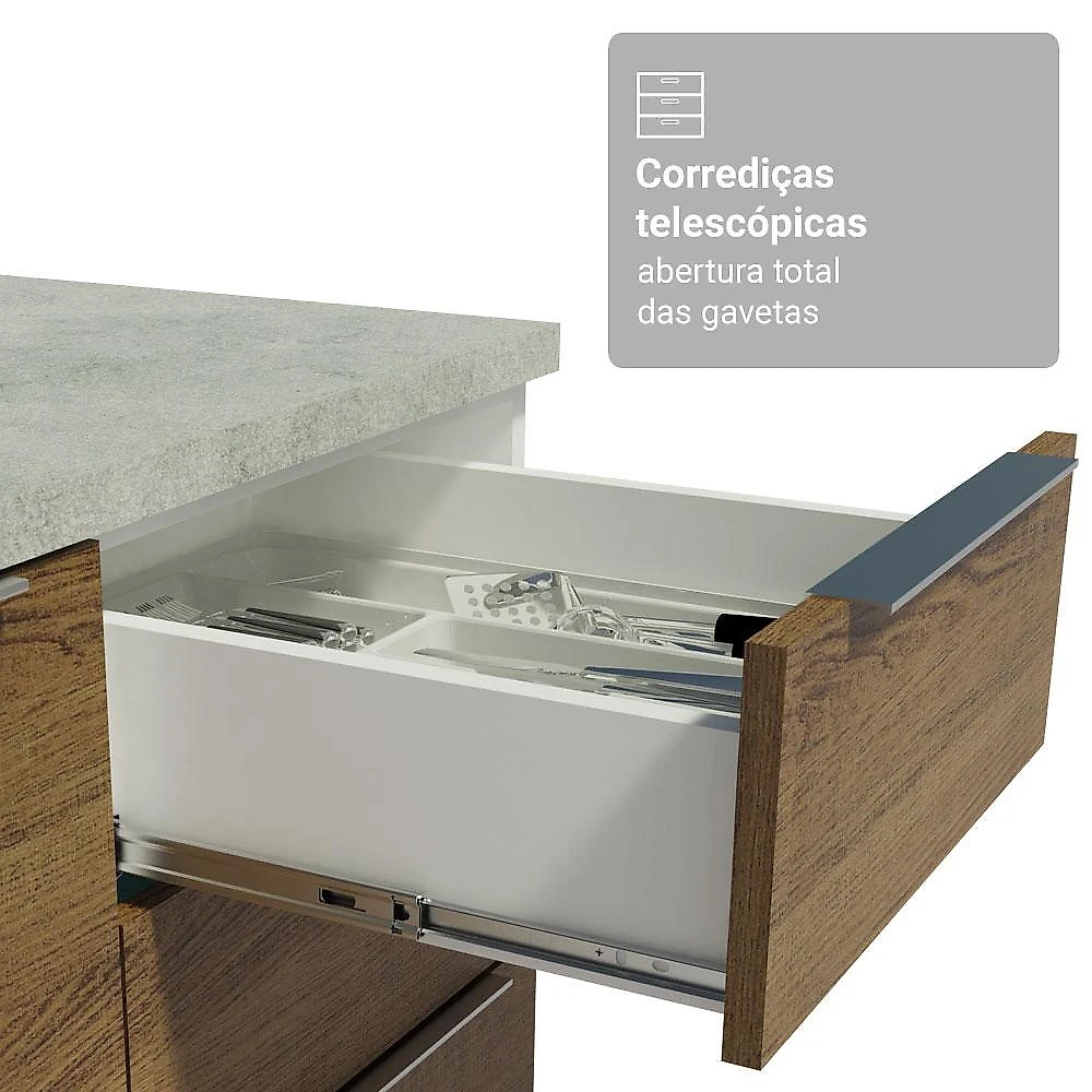Armário de cozinha completa 549cm branco/rustic stella madesa 01