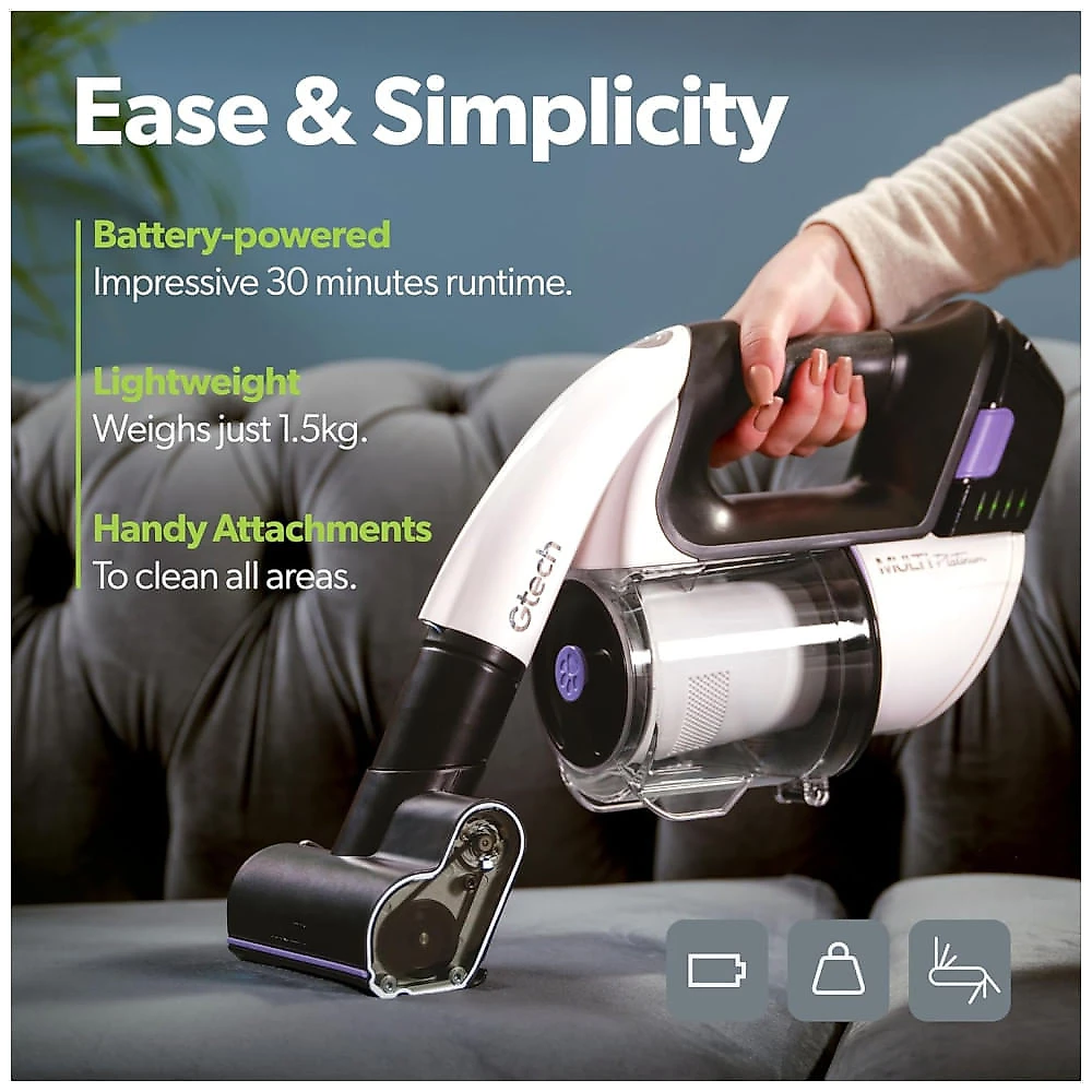 Aspirador de Pó Portátil Gtech Multi Platinum Sem Fio - Leve, Poderoso e com 30 Minutos de Autonomia