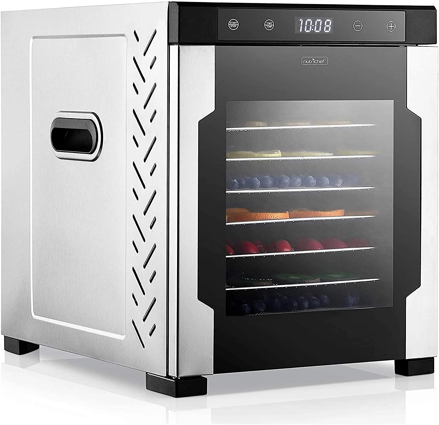 NutriChef Máquina Desidratadora de Alimentos, c/ 10 bandejas, 900W, 110v, aço inoxidável.
