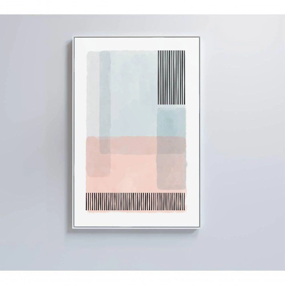 Quadro Abstrato Rosa E Azul 3 60x90 Cm Tecido Canvas