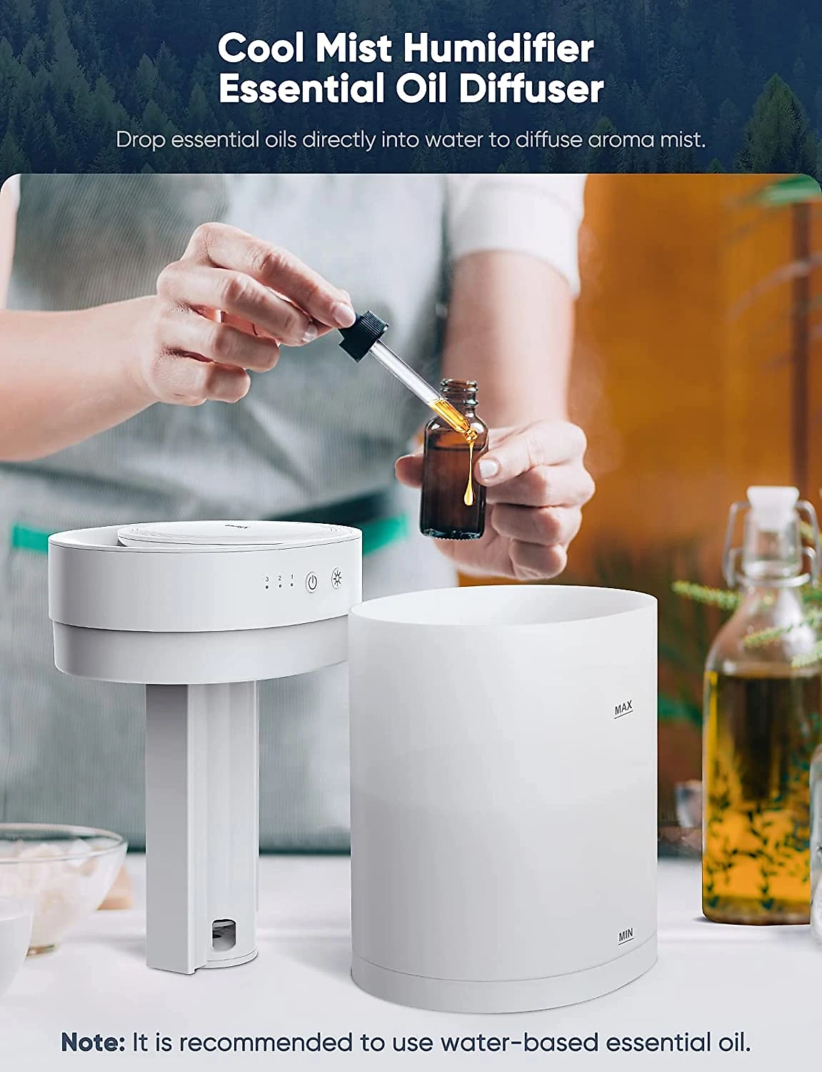 Xburan Umidificador Ultrassônico Portátil 35L cDesligamento A utomático Silencioso 110V Branco