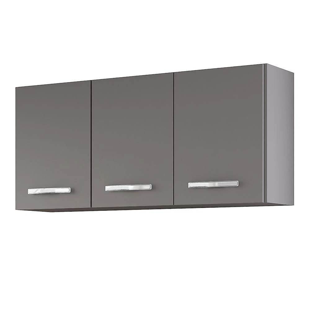 Armários De Cozinha Aéreo 3 Portas 120cm Kit 2 Honduras Cinza - Lumil