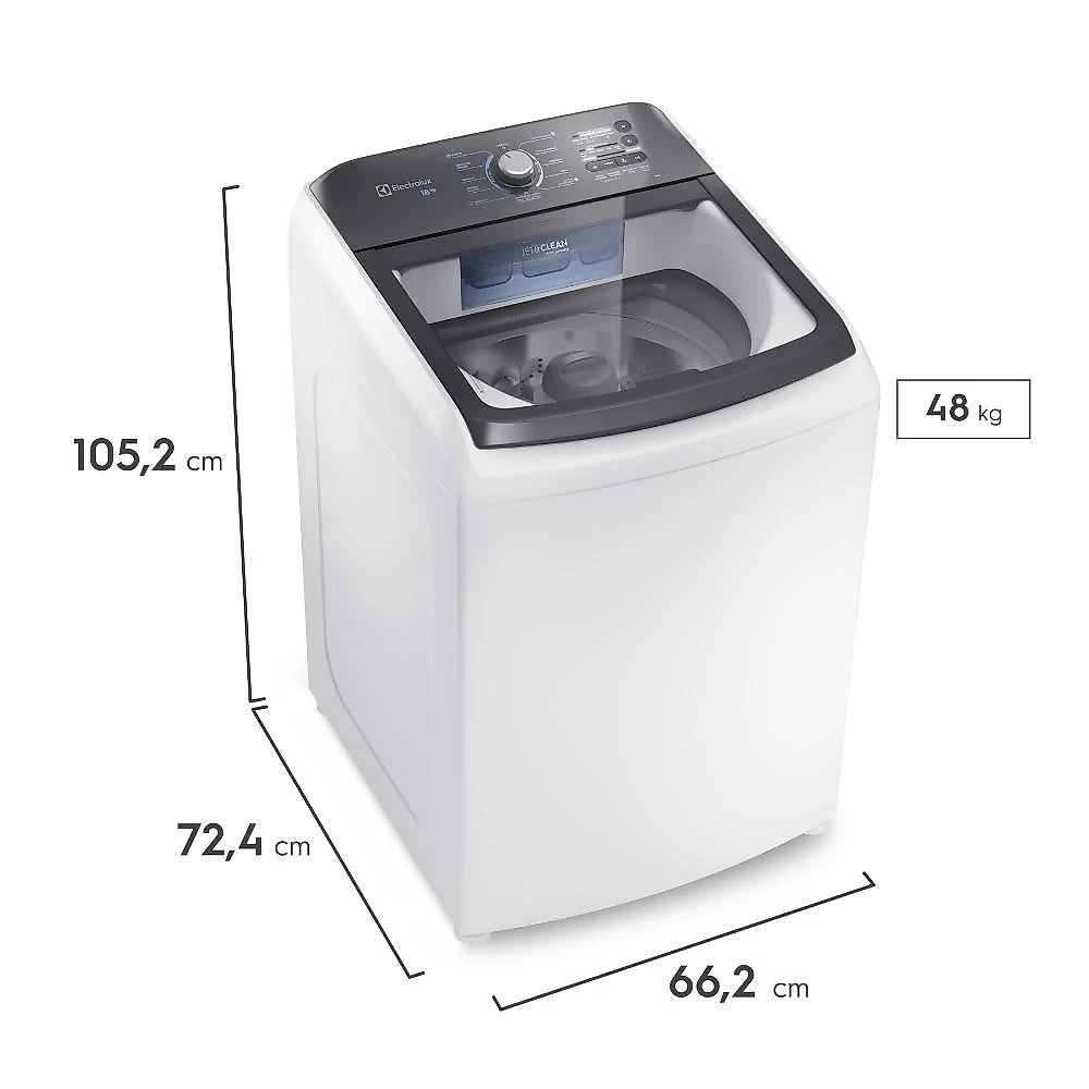 Máquina de Lavar Electrolux 18kg Branca Efficient Cesto inox e Jet&Clean LEE18 127V