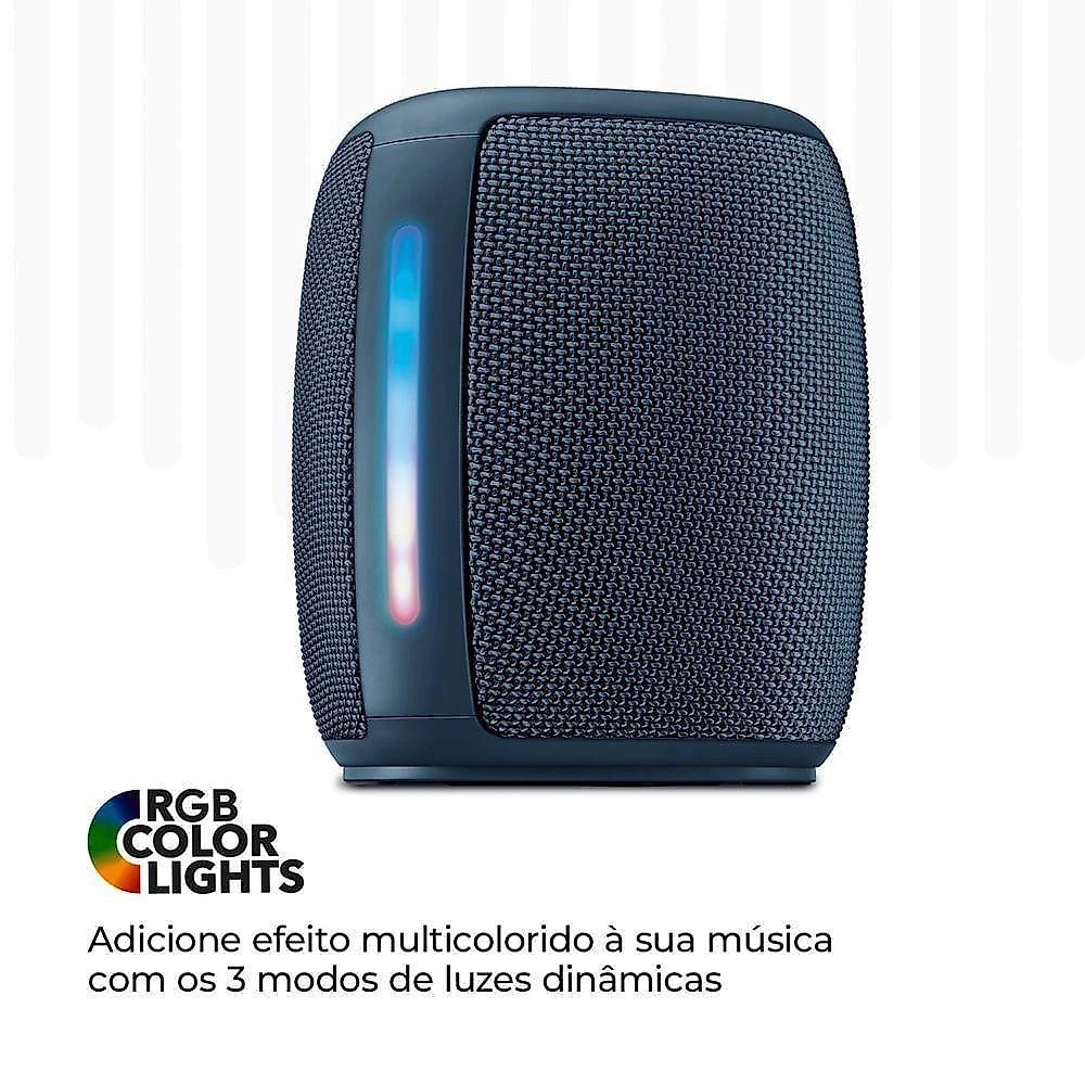 Caixa de som aiwa aws-sp-03-bl 15w bluetooth ipx4 com iluminação rgb azul