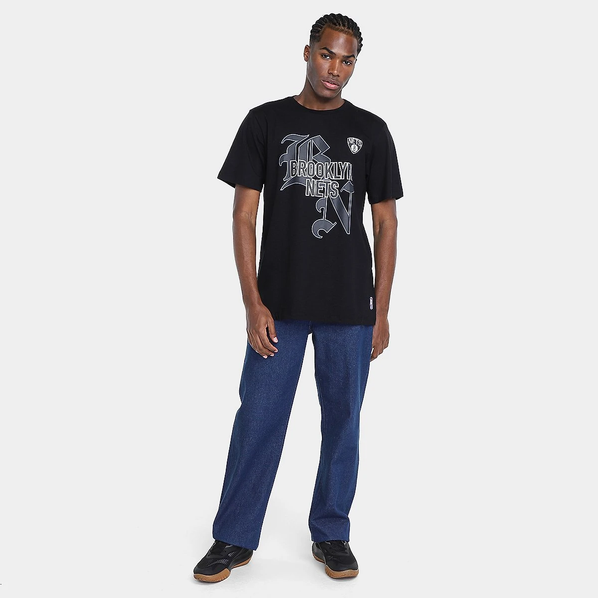 Miniatura Camiseta NBA Brooklyn Nets Initials Masculina Preto - G