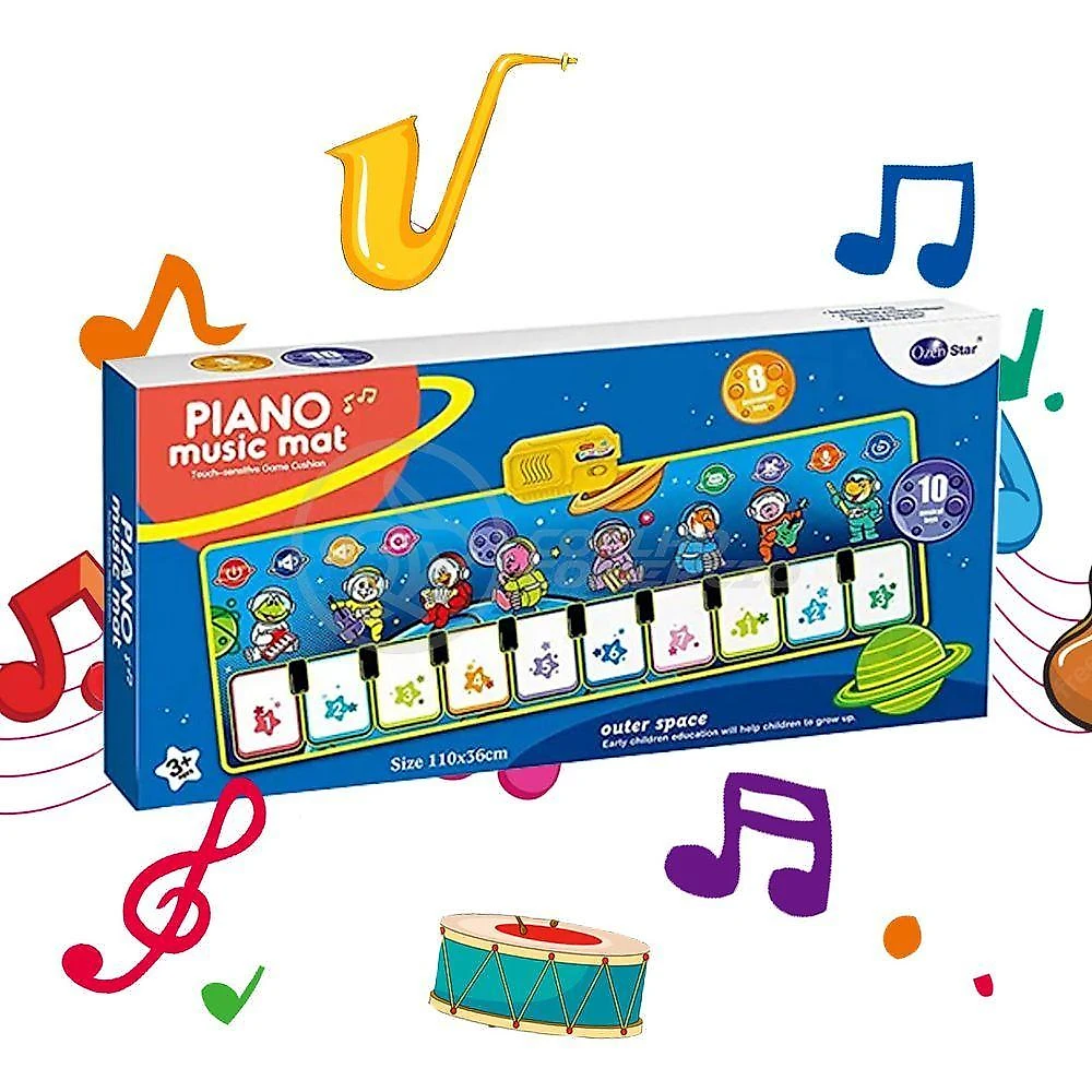 Piano Music Mat Tapete Musical 110x36cm Bebês 10 Teclas