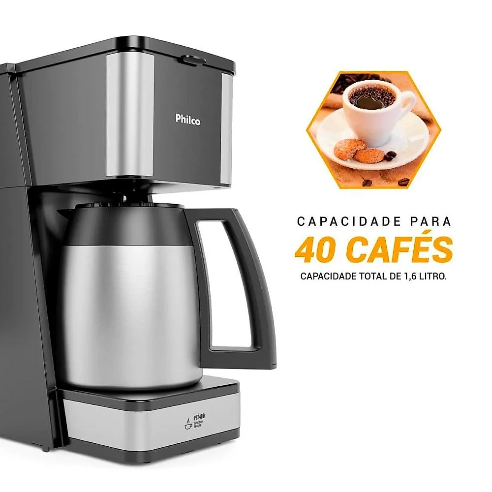 Cafeteira Philco com Jarra Thermo Inox PCF40D, 1,6 Litros - 110 Volts