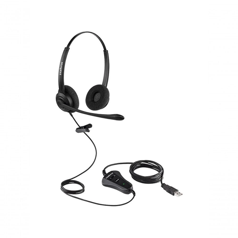 Headset Biauricular USB CHS 60B USB 4010060 com Microfone com Cancelador de Ruídos Intelbras