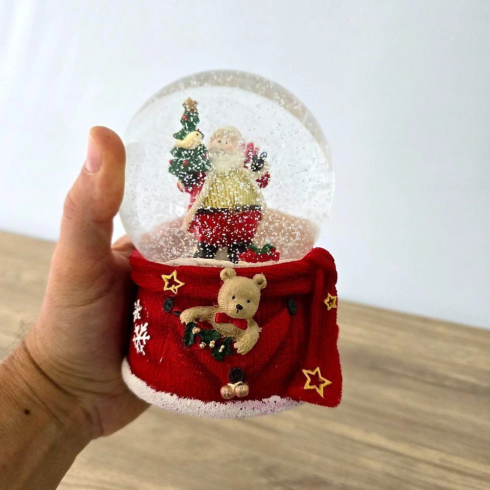 Enfeite Globo De Natal Musical Neve 15cm