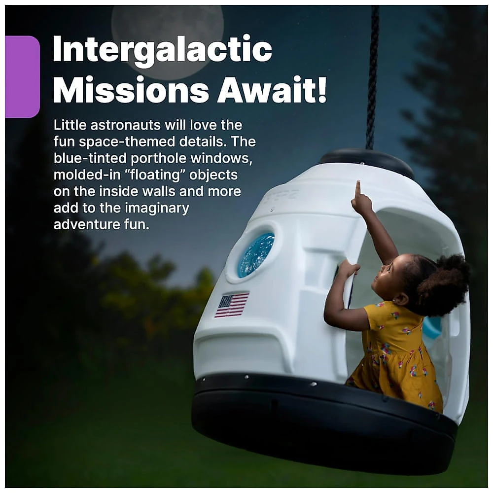 Cápsula Espacial, Balanço e Playhouse Ideal para Diversão Interna e Externa, 3 a 8 Anos, Step2, Branco 110v