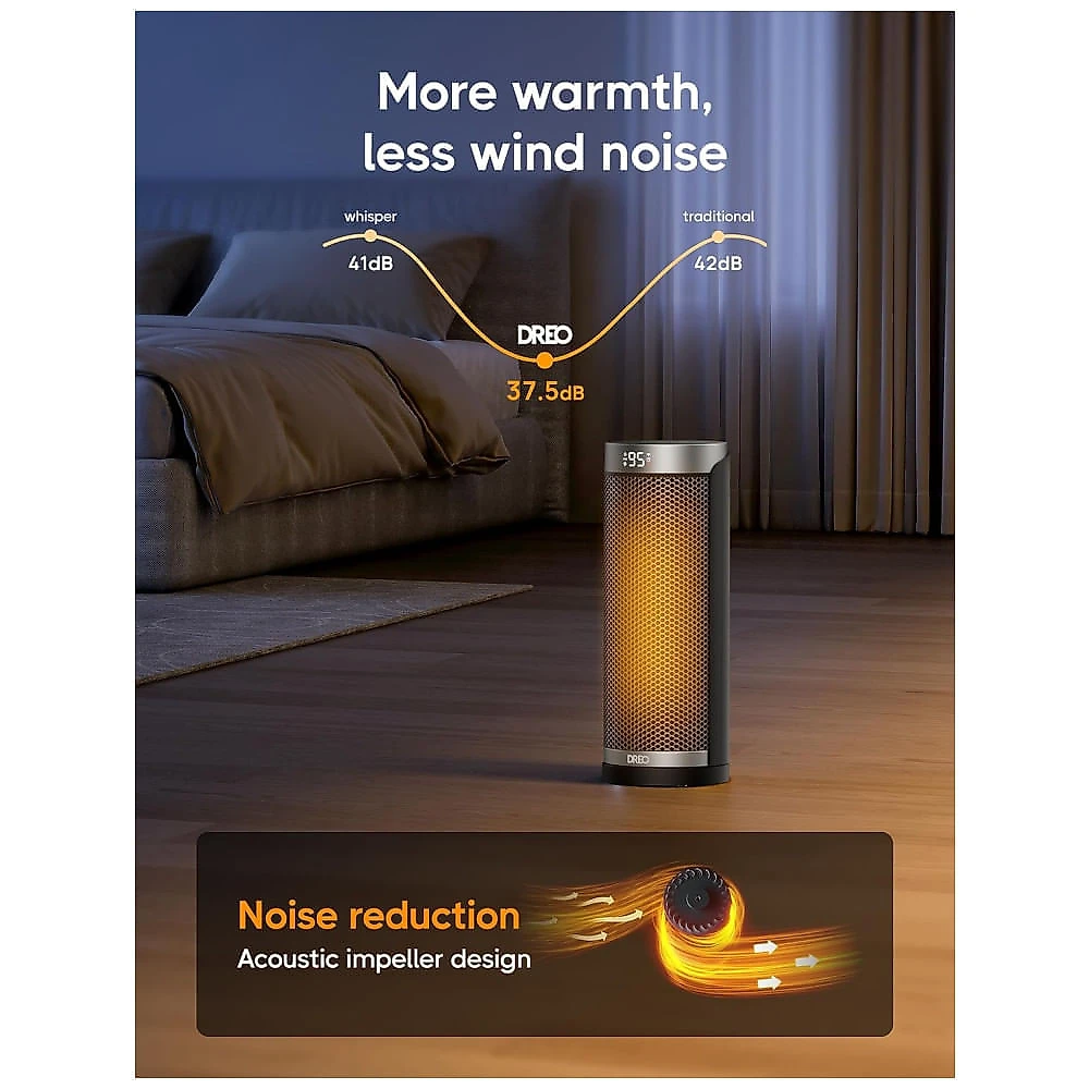 Aquecedor Dreo para Banheiro e Ambientes Internos, 70° Oscilante, 5 Modos, Controle Remoto, Timer 12h, Plugue Segurança ALCI