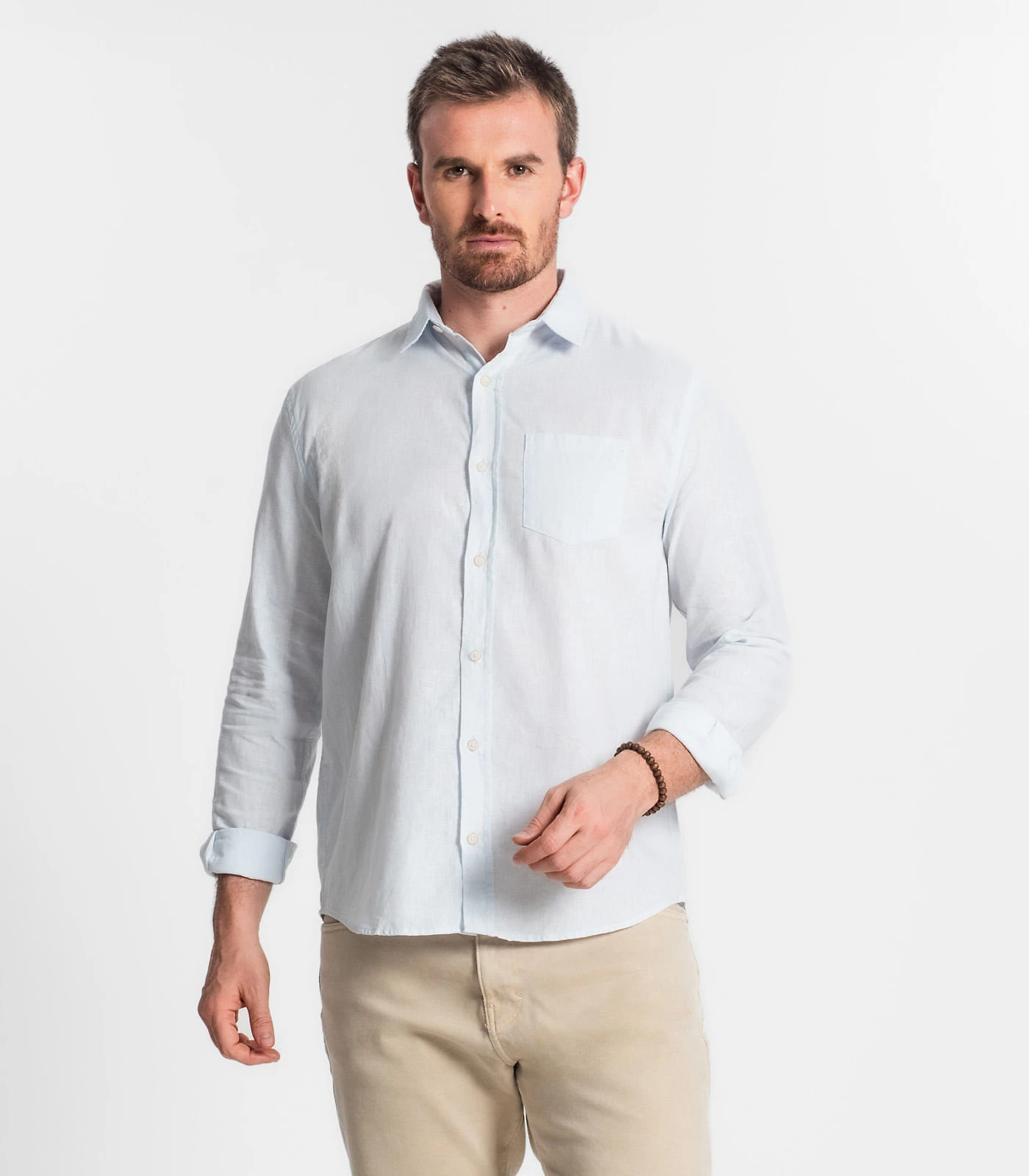 Miniatura Camisa Social Masculina Básica Com Bolso Select Azul G