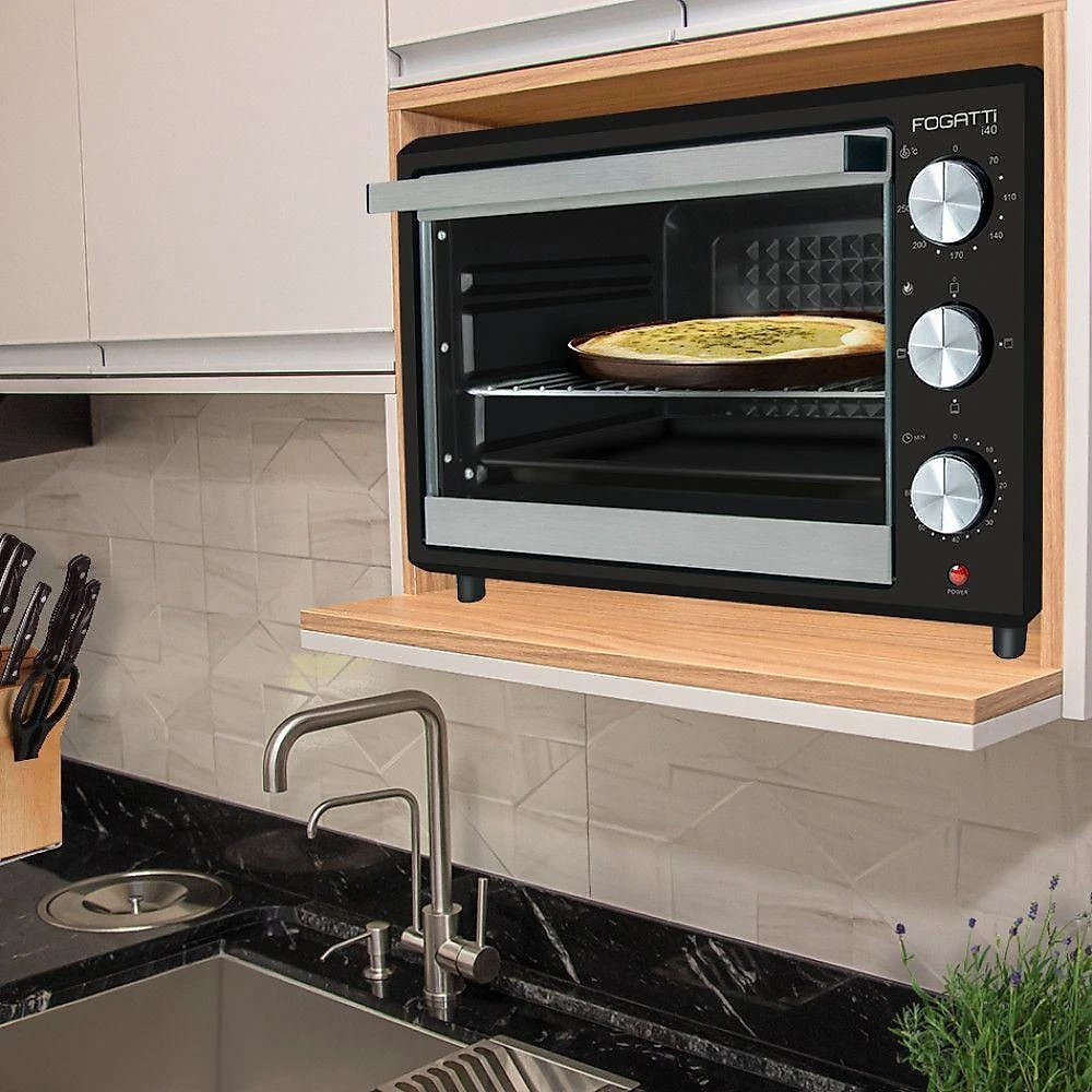 Forno Elétrico De Bancada 40Litros Fogatti Black I40Preto 220V