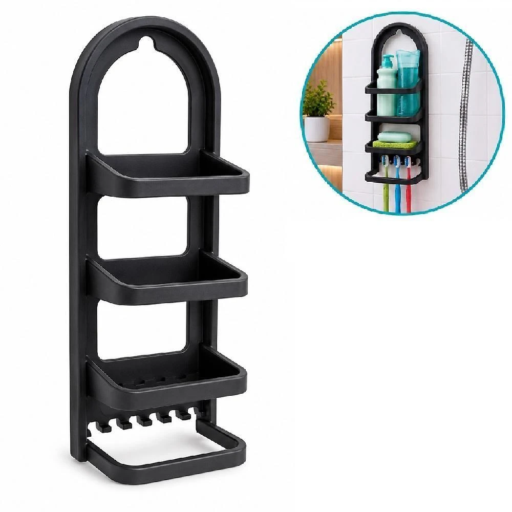 Porta Shampoo Prateleira Nitron Organizador de Parede com Gancho Preto Yeet