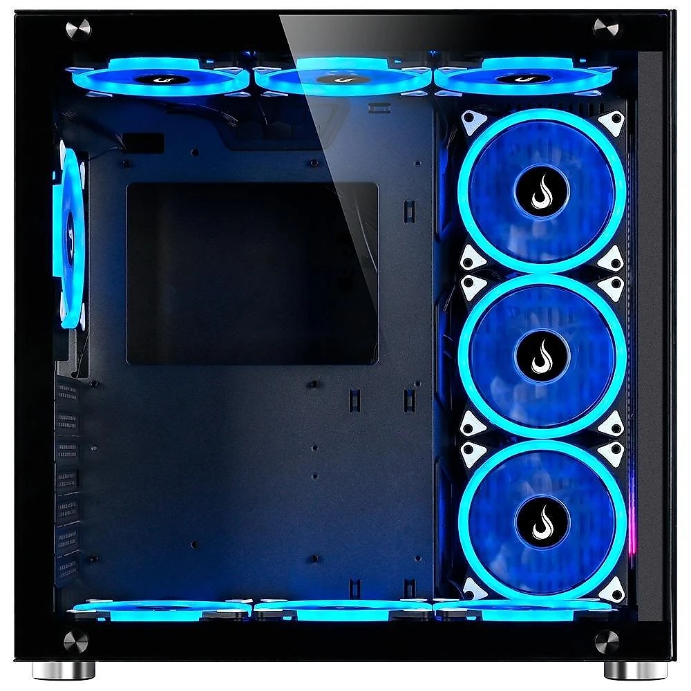 Gabinete Gamer Rise Mode Galaxy Glass Sound, Mid Tower, RGB, LED, Lateral e Frontal em Vidro Temperado, Sem Fans, Preto - RM-GA-GGS-FB