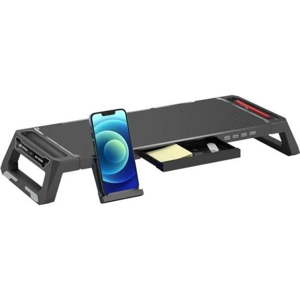 Suporte para Monitor BM-100BK com Hub USB 4 Portas e Gaveta Organizadora Preto C3tech