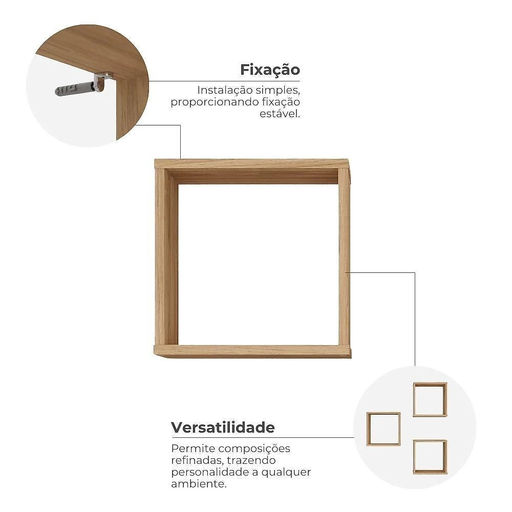 Nicho Decorativo Gênova Kit com 3 Unidades Grande 30x30x15 Itapuã