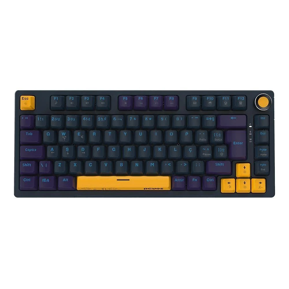 Teclado Mecanico 75% Arkeum Sunset Edition Switch Blue Amarelo Pcyes
