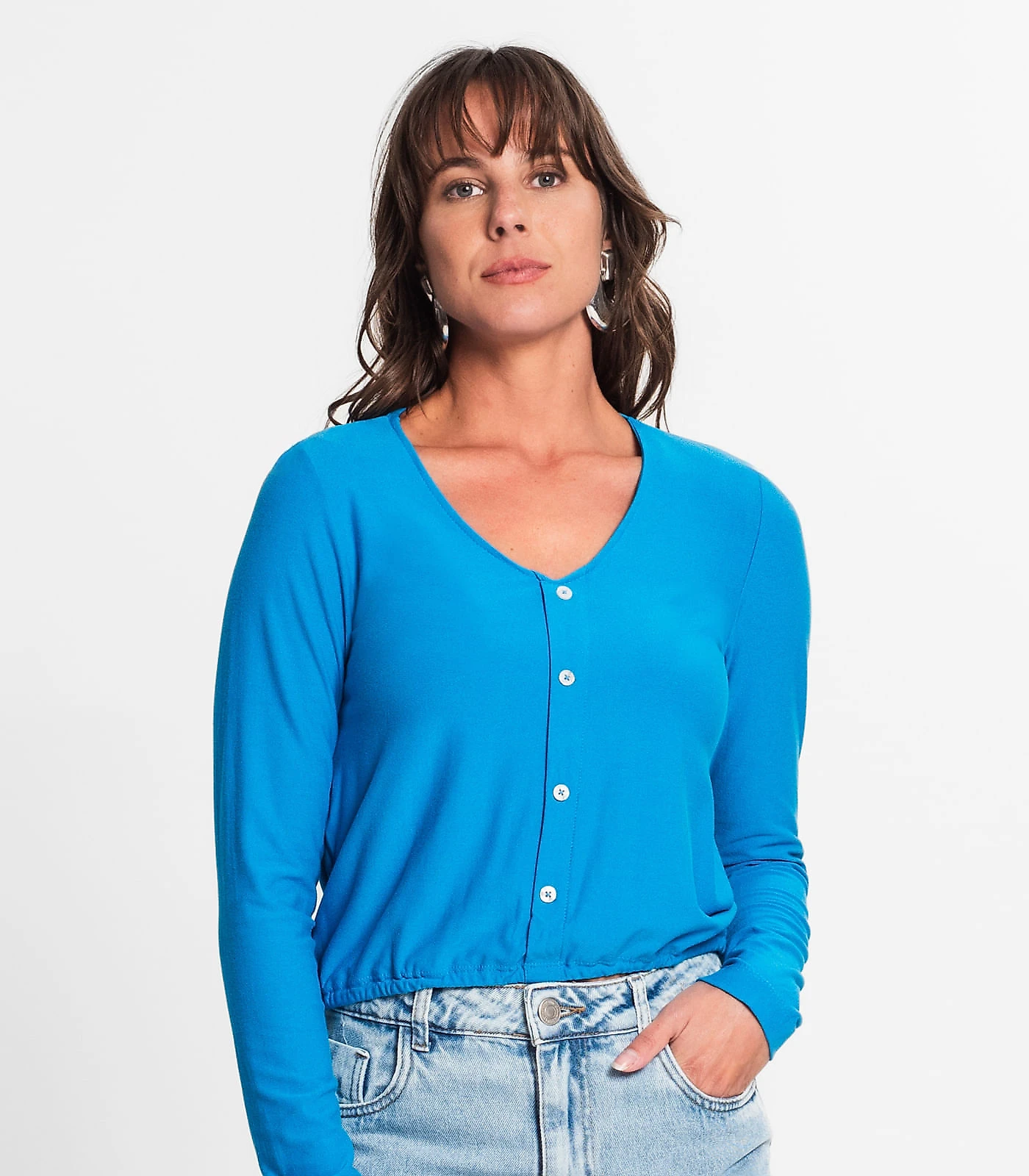 Camisa Feminina Manga Longa Rovitex Azul G