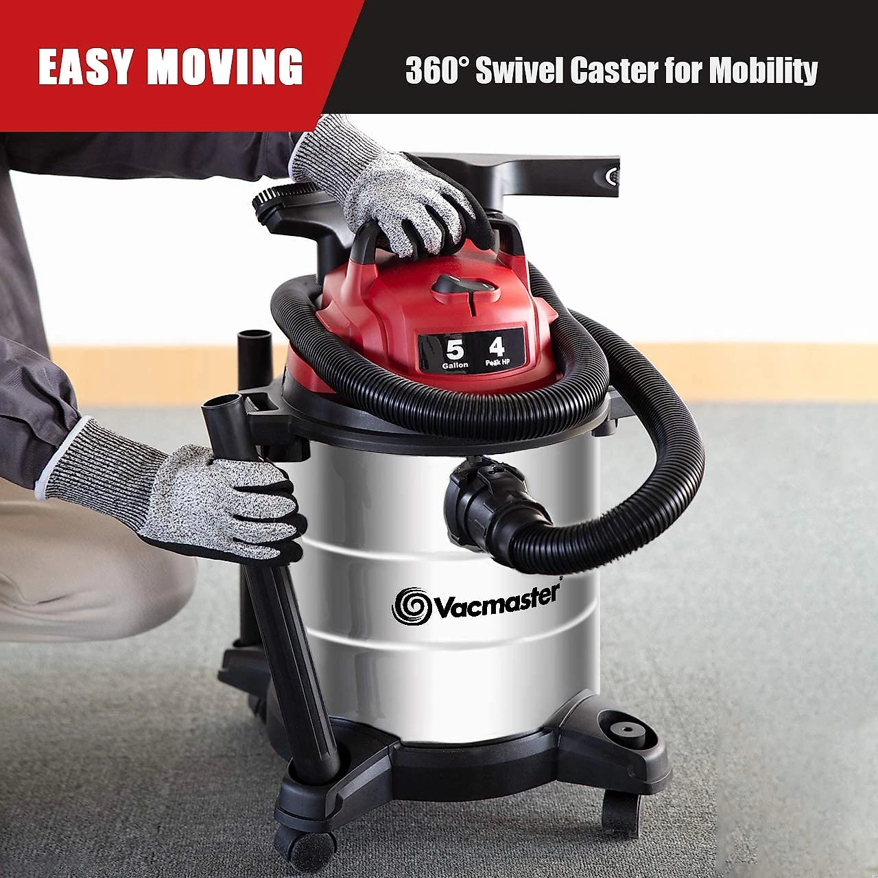 Vacmaster VOC508S Aspirador de Pó Seco e Úmido 19L 4 Pico HP c om Extensores 110V Vermelho