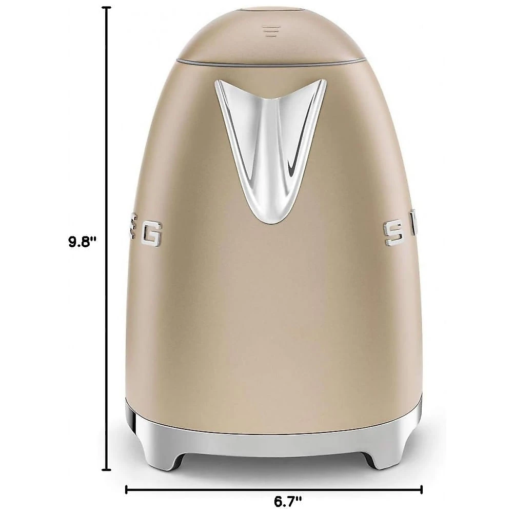 Kit Chaleira Elétrica e Torradeira 2 Fatias Smeg Champanhe Fosco Retrô 1,7L 1500W