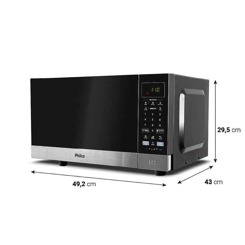 Micro-ondas Philco 28L Preto Espelhado Flat PMO30F 110V