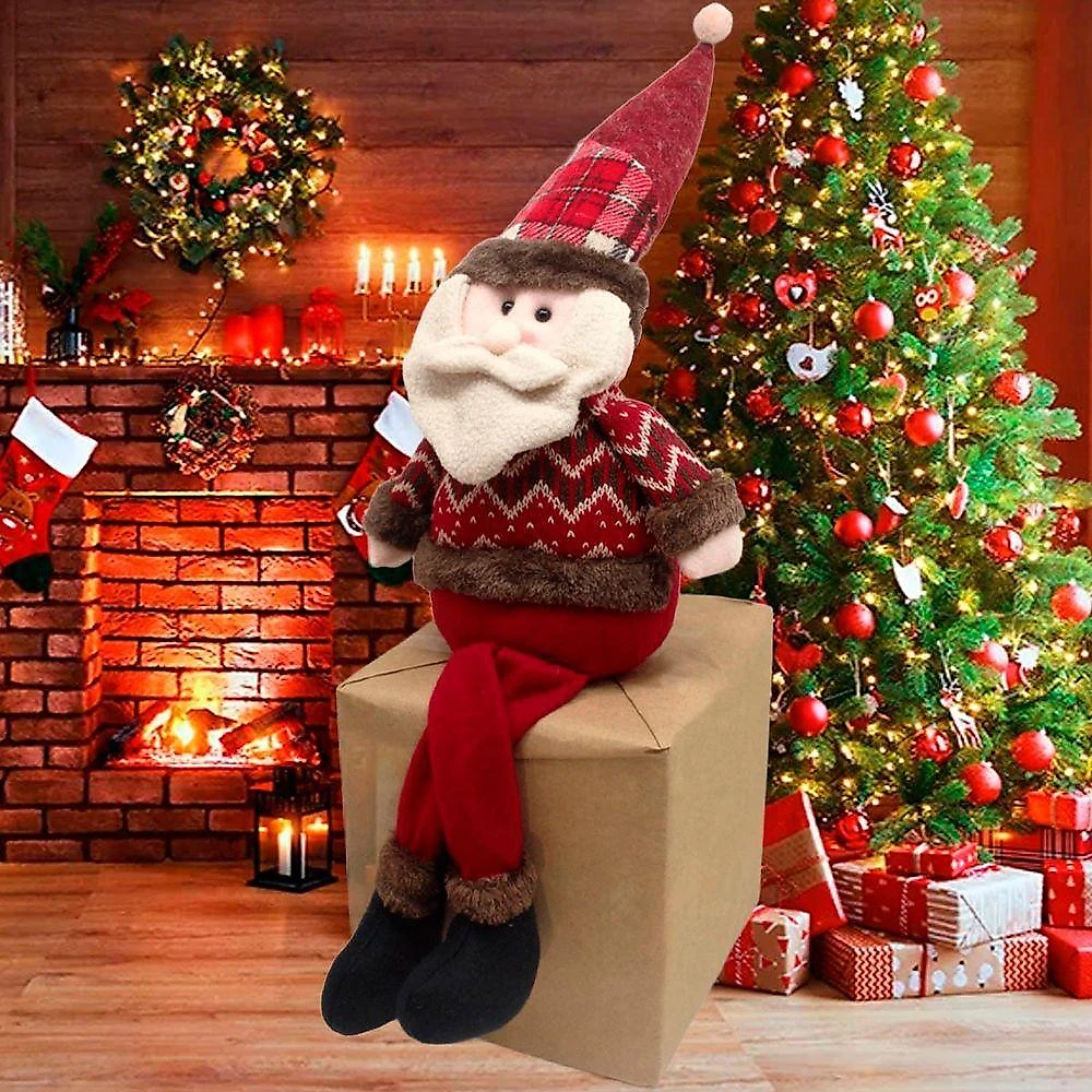 Dupla Bonecos Natalinos Papai Noel Com Pernas Moles De 60cm