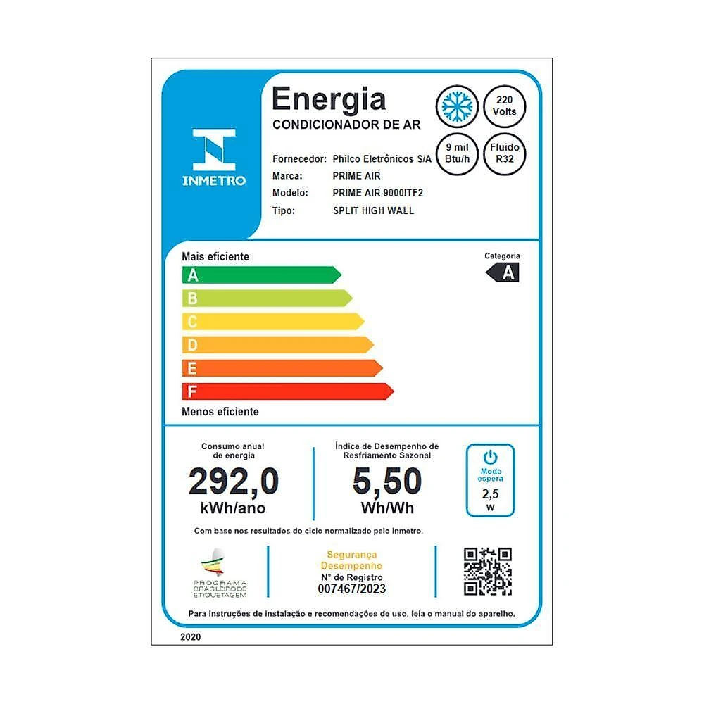 Ar Condicionado Inverter 9.000 BTUs Prime Air Frio 9000ITF2 - 220V