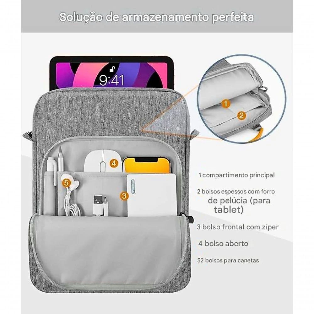 Bolsa 13 Pol P/ Ipad 9 10 11 Galaxy A9 A11 S9 Fe S10 Xiaomi