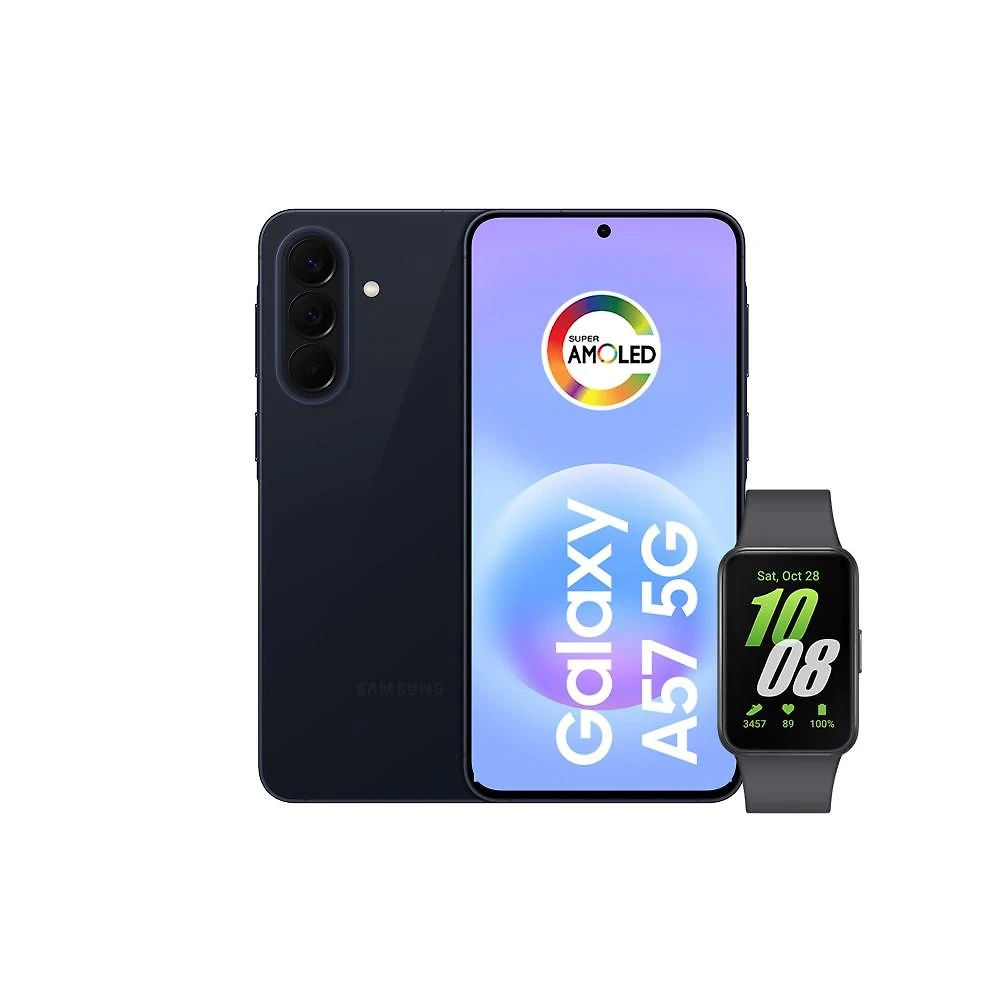 Smartphone samsung galaxy a57 5g tela 6.7" 128gb azul escuro + galaxy fit 3 grafite