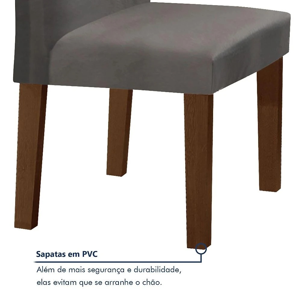 Conjunto Sala de Jantar Mesa 120x80cm Tampo Mdf com 4 Cadeiras Espanha Yescasa Chocolate/Grafite