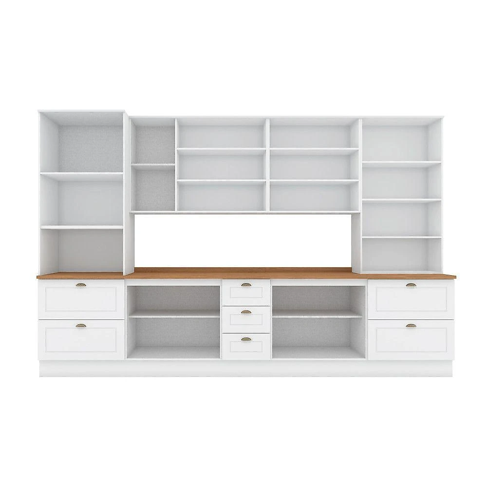 Cozinha Completa 6 Peças 17 Portas 11 Gavetas MDF MDP 343CM Branca com Torre Quente Móveis Henn webcontinental-7890022198907