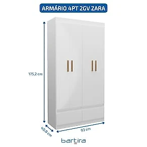 Guarda-Roupa Bartira Zara 4 Portas e 2 Gavetas Avelã/Capuccino