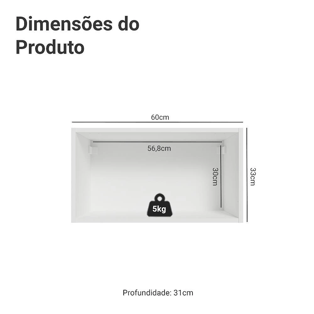 Armário aéreo 60 cm 1 porta basculante branco/azul vik madesa