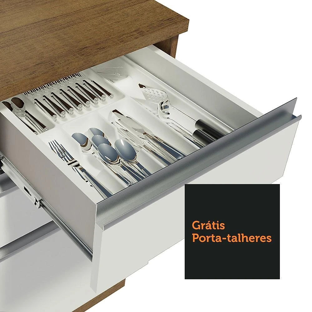 Cozinha compacta madesa glamy 180006 com armário e balcão (sem tampo e pia) - rustic/branco