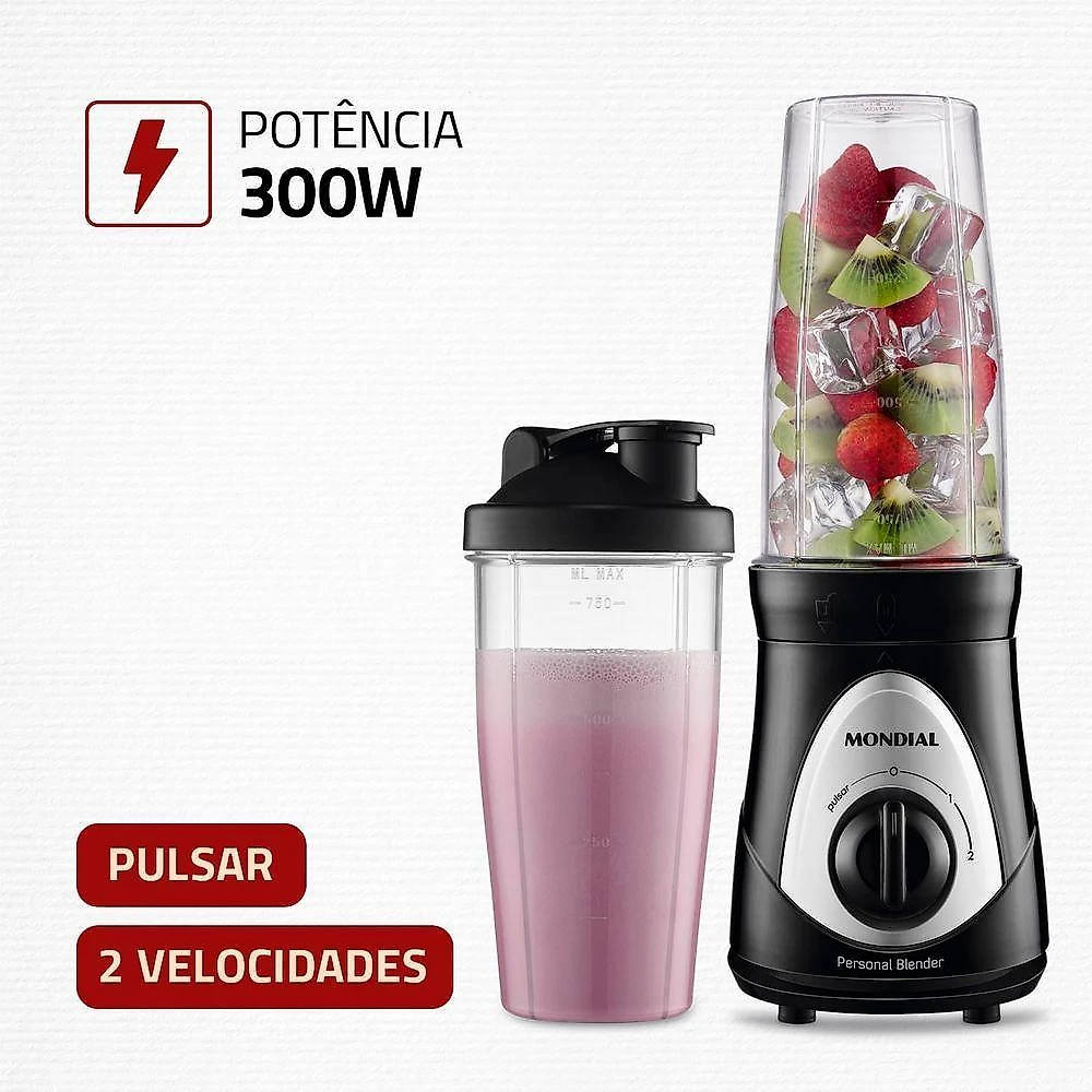 Personal Blender Mondial DG-01 300W Preto e Prata 110V