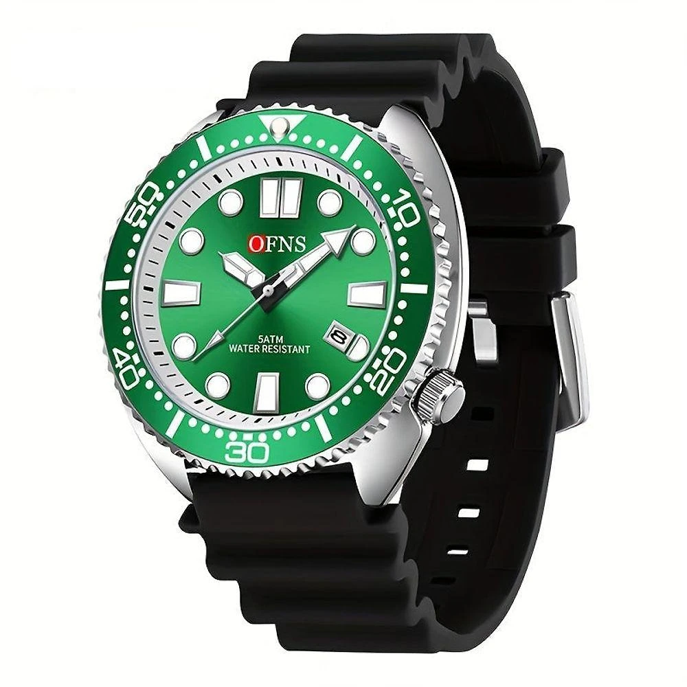 Relógio, Movimento Quartz, Display Redondo, Caixa De Liga De Zinco Preto Verde