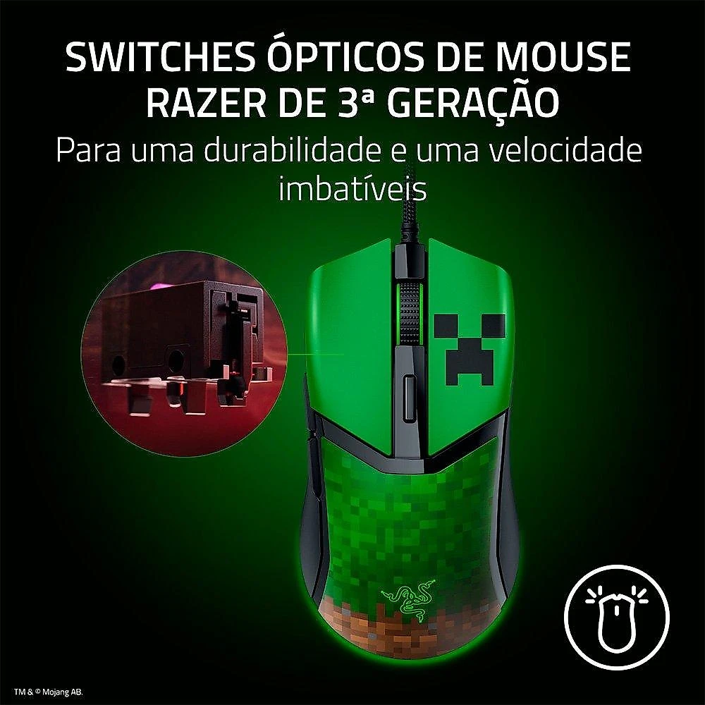 Mouse Gamer Razer Cobra, Chroma RGB, 8500 DPI, Minecraft Edition - RZ01-04650200-R3M1