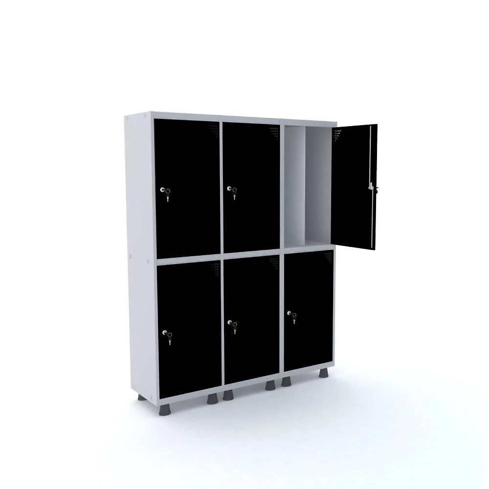 Armário Guarda Volume Locker Roupeiro 6 Portas Aço 150cmx193cm