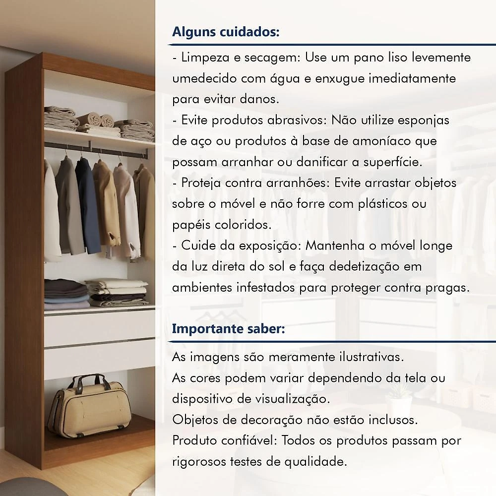 Closet Casal sem Portas 8 Gavetas Paris Duo Premium Carvalho