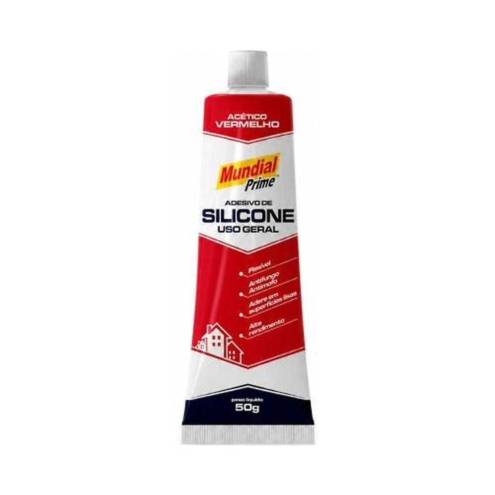 Adesivo Vedante Silicone Vermelho 50g com Resistência UV e Temperatura Mundial Prime 50G