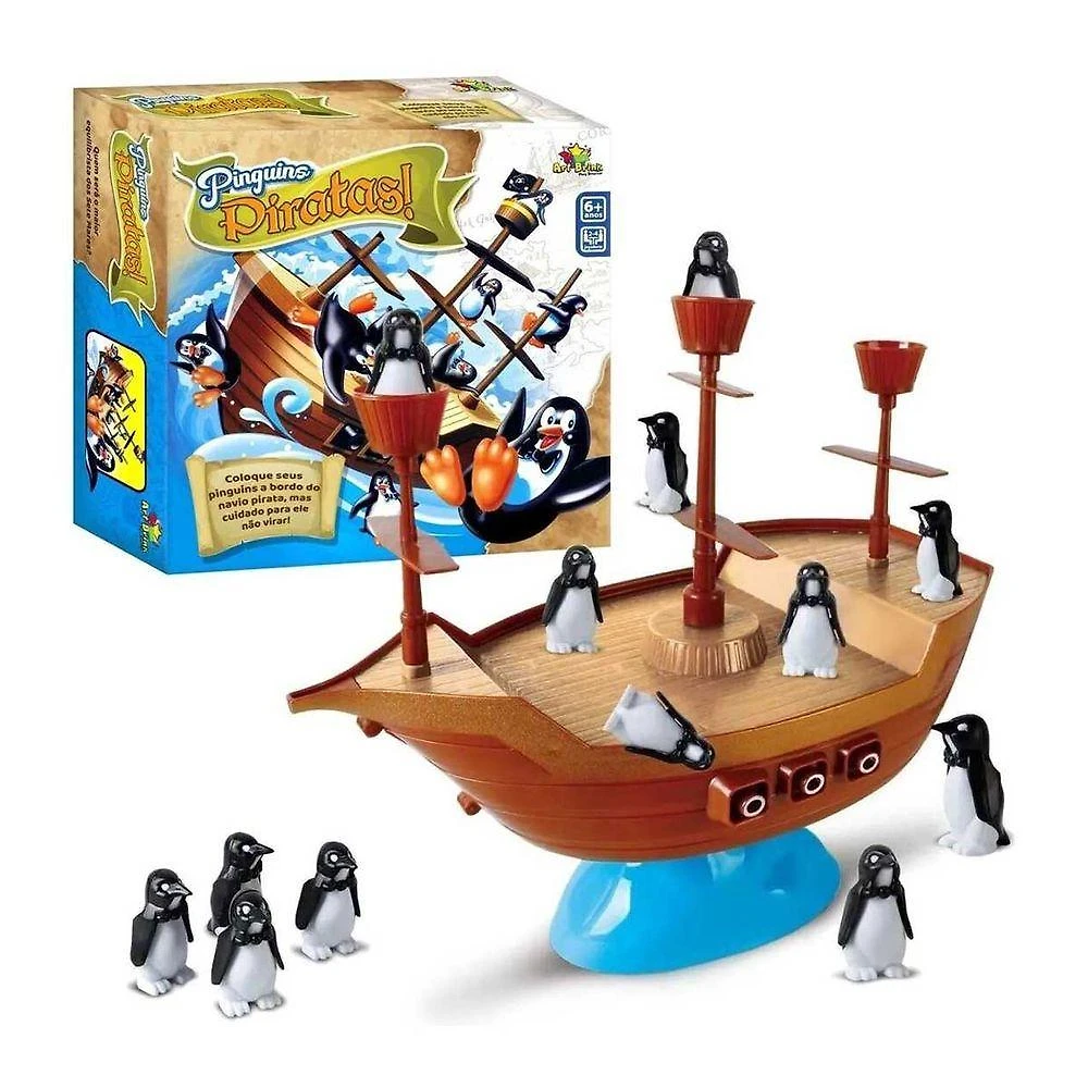 Jogo de Equilíbrio Pinguins Piratas Navio Equilibrista AB Mídia
