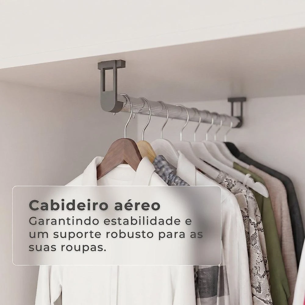 Guarda Roupa Casal 6 Portas 2 Gavetas Malta Yescasa Branco